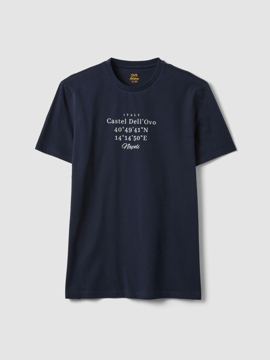 Blaues T-Shirt aus reiner Baumwolle mit kurzen &Auml;rmeln, Regular Fit_4