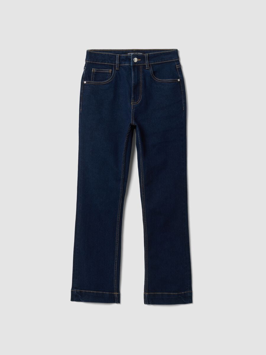 Blue denim cropped slim-fit jeans in stretch cotton and viscose_4