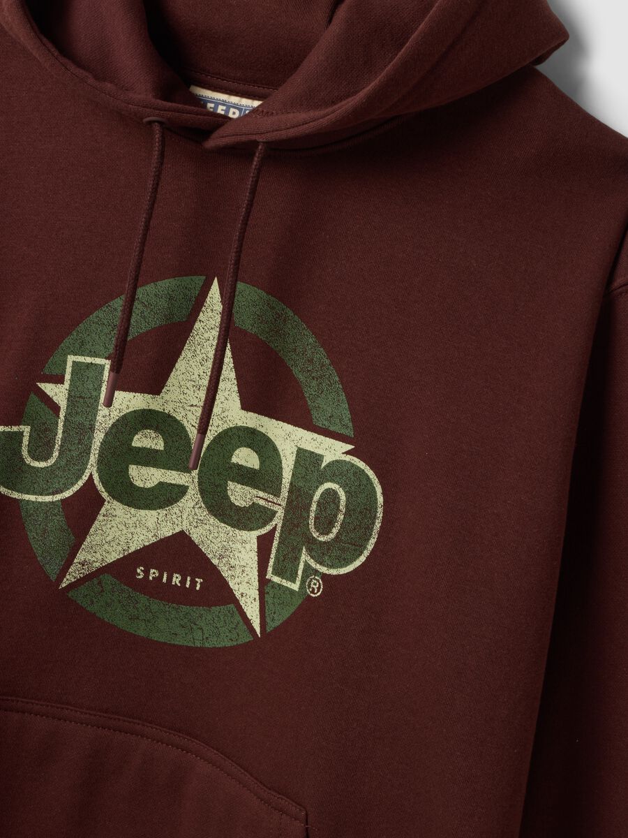 Brown cotton-blend hoodie with Jeep print, relaxed fit_1