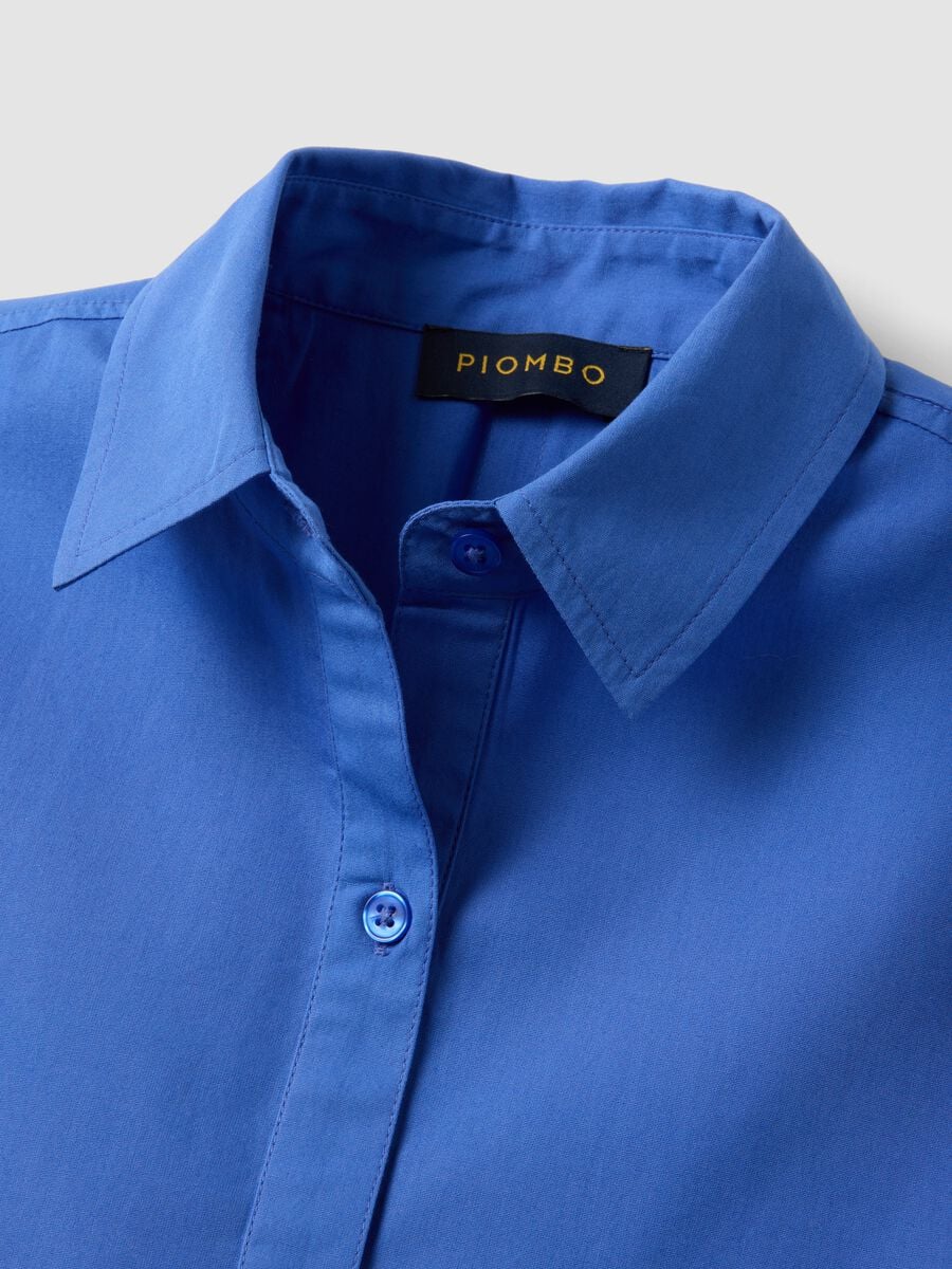 Vestido chemise azul em algod&atilde;o puro_5