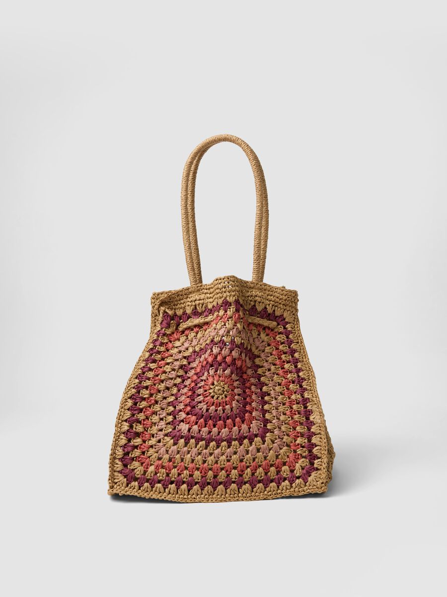 Brown paper-fibre crochet shopper bag_1
