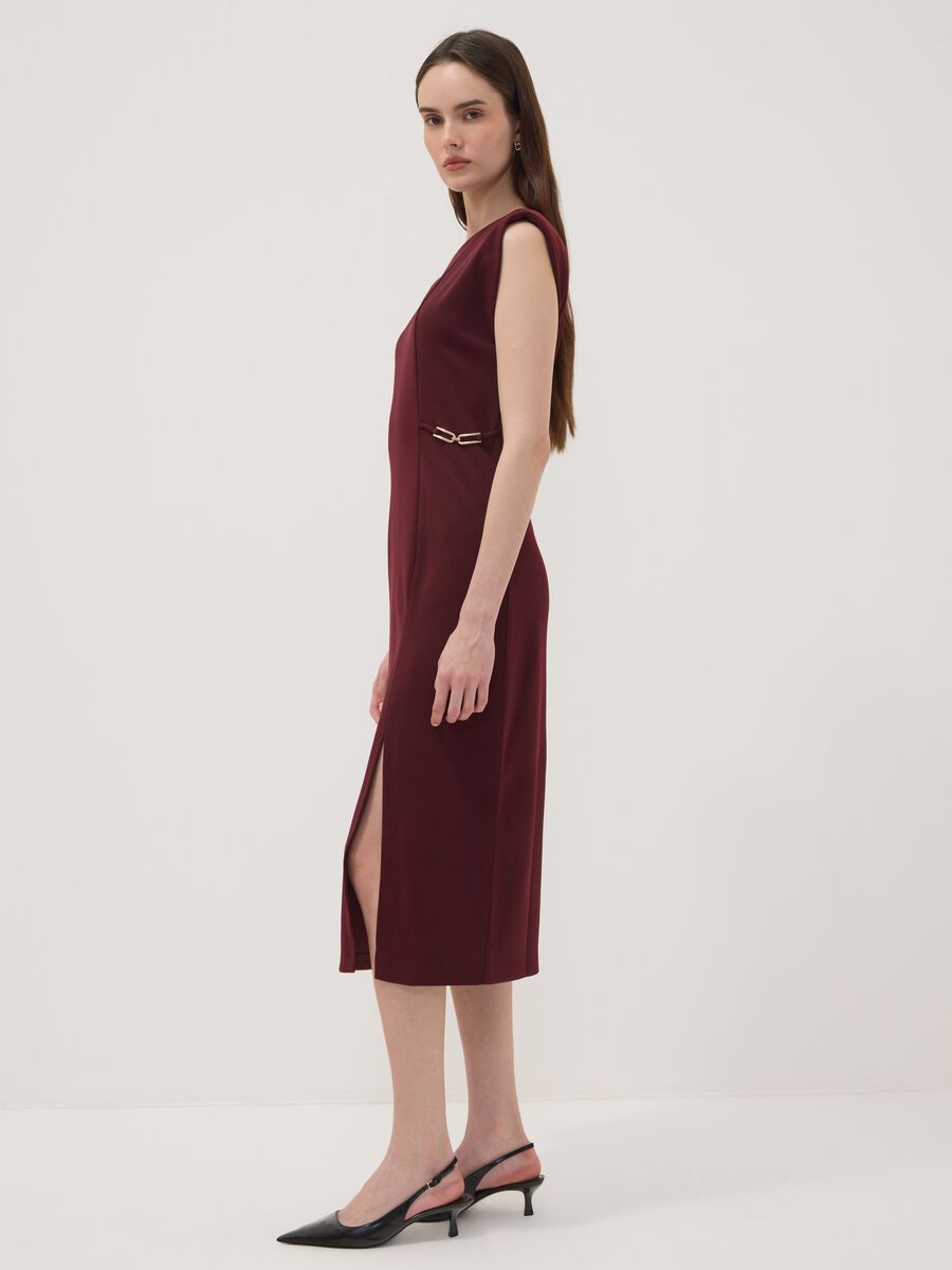 Rotes Midikleid aus Stretchmaterial, Slim Fit_2