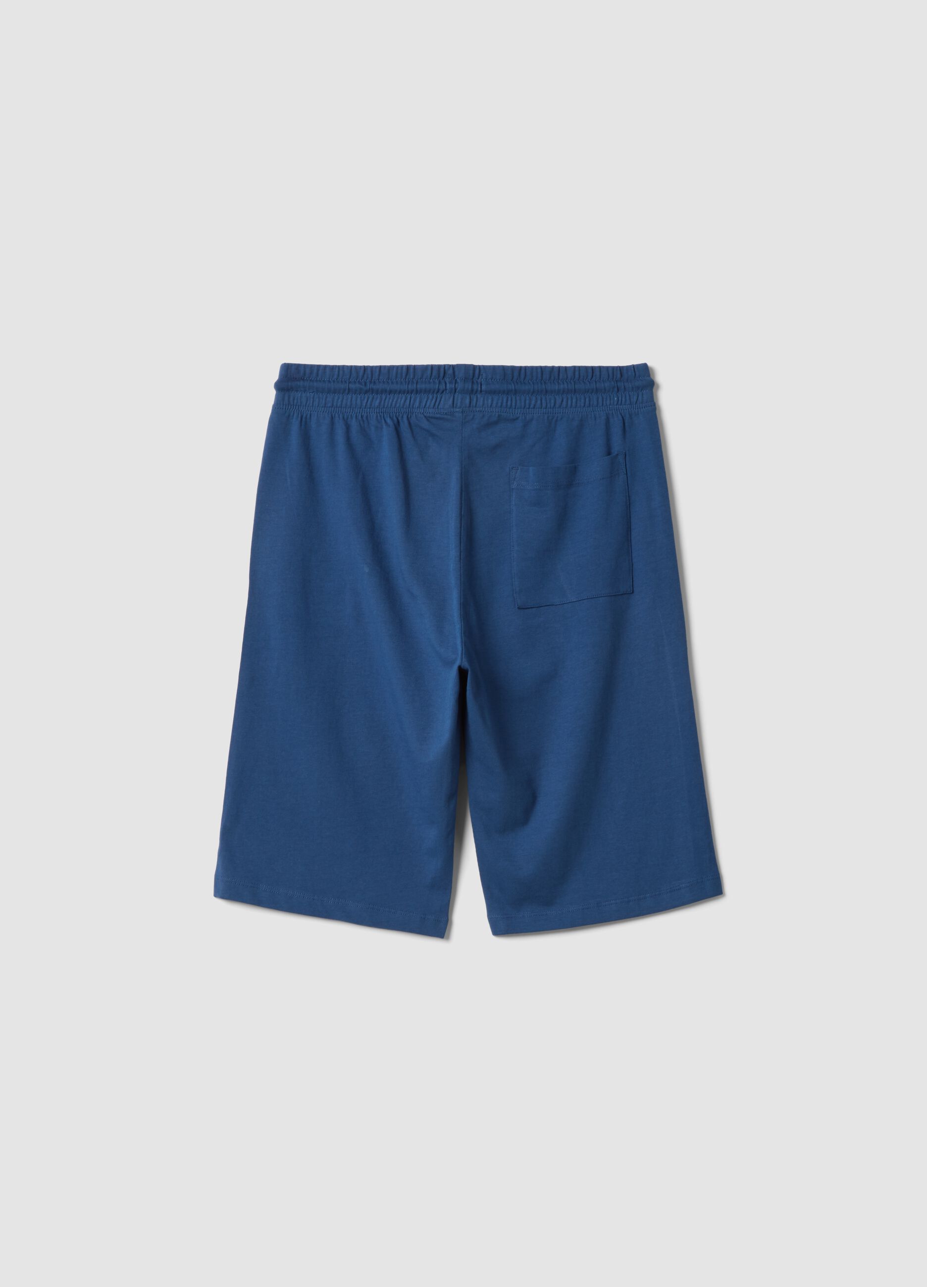 Boys&rsquo; regular-fit blue pure cotton shorts with prints