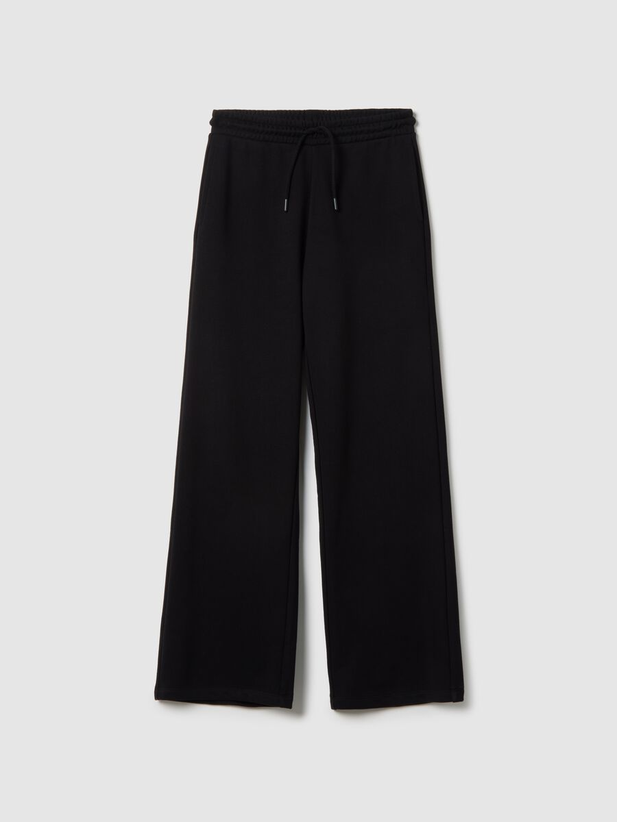 Black cotton blend regular fit trousers_4