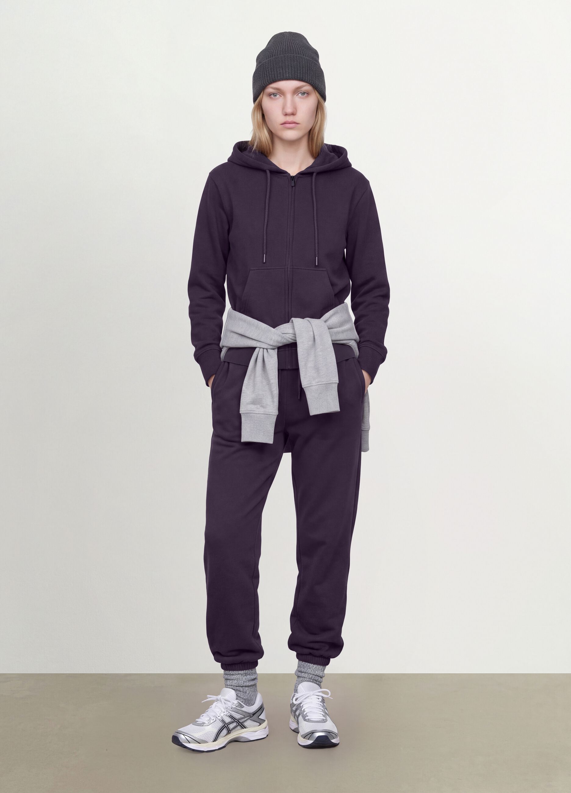 Purple cotton-blend hoodie, regular fit
