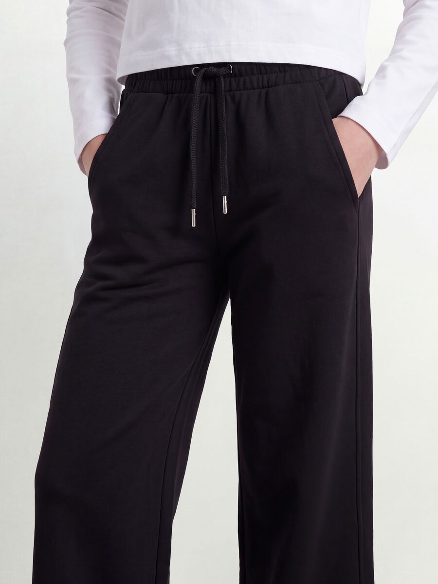Black organic cotton culotte trousers for girls_3