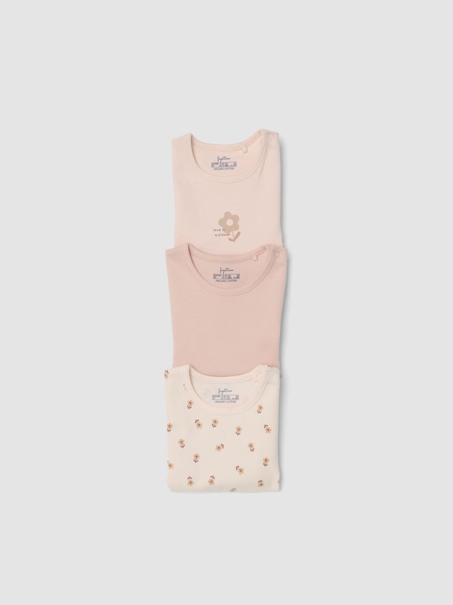 3-pack of multicolour organic cotton bodysuits with print for baby girl_2