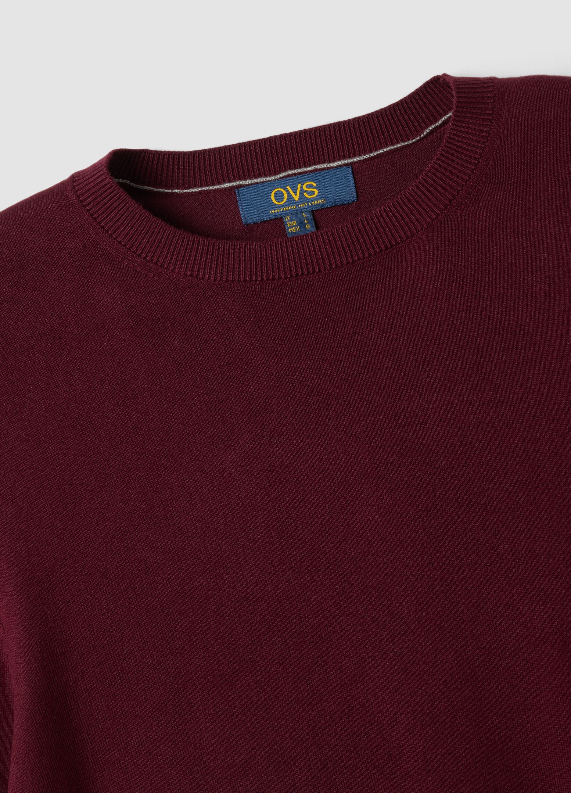 Burgundy viscose-blend crew-neck jumper, regular fit