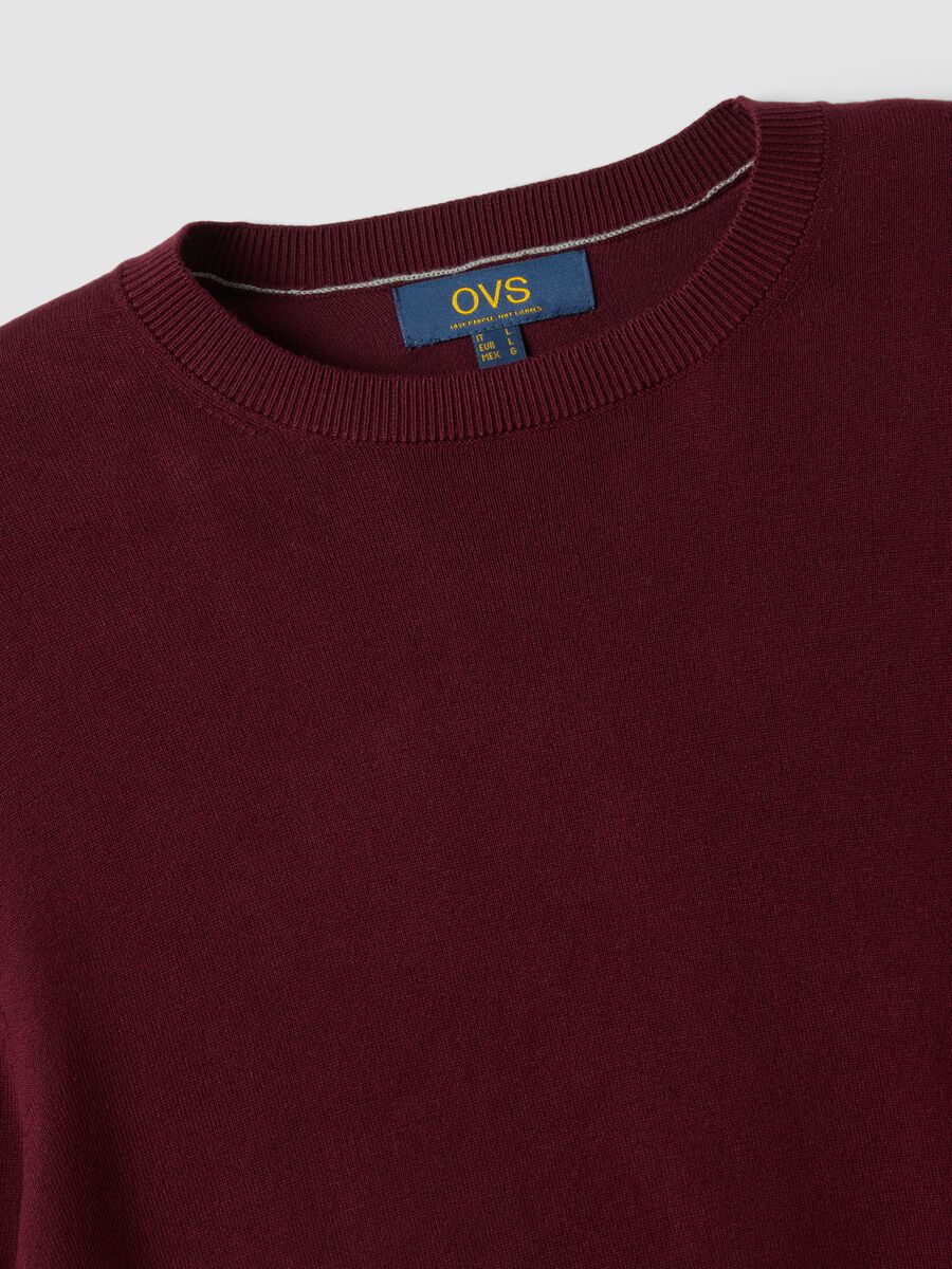 Burgundy viscose-blend crew-neck jumper, regular fit_5