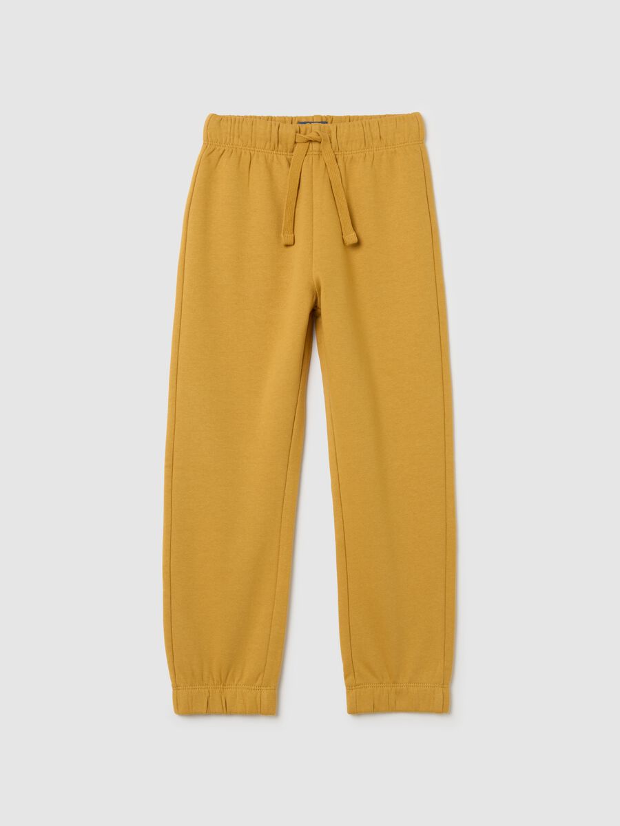 Yellow cotton jogger trousers for children_0