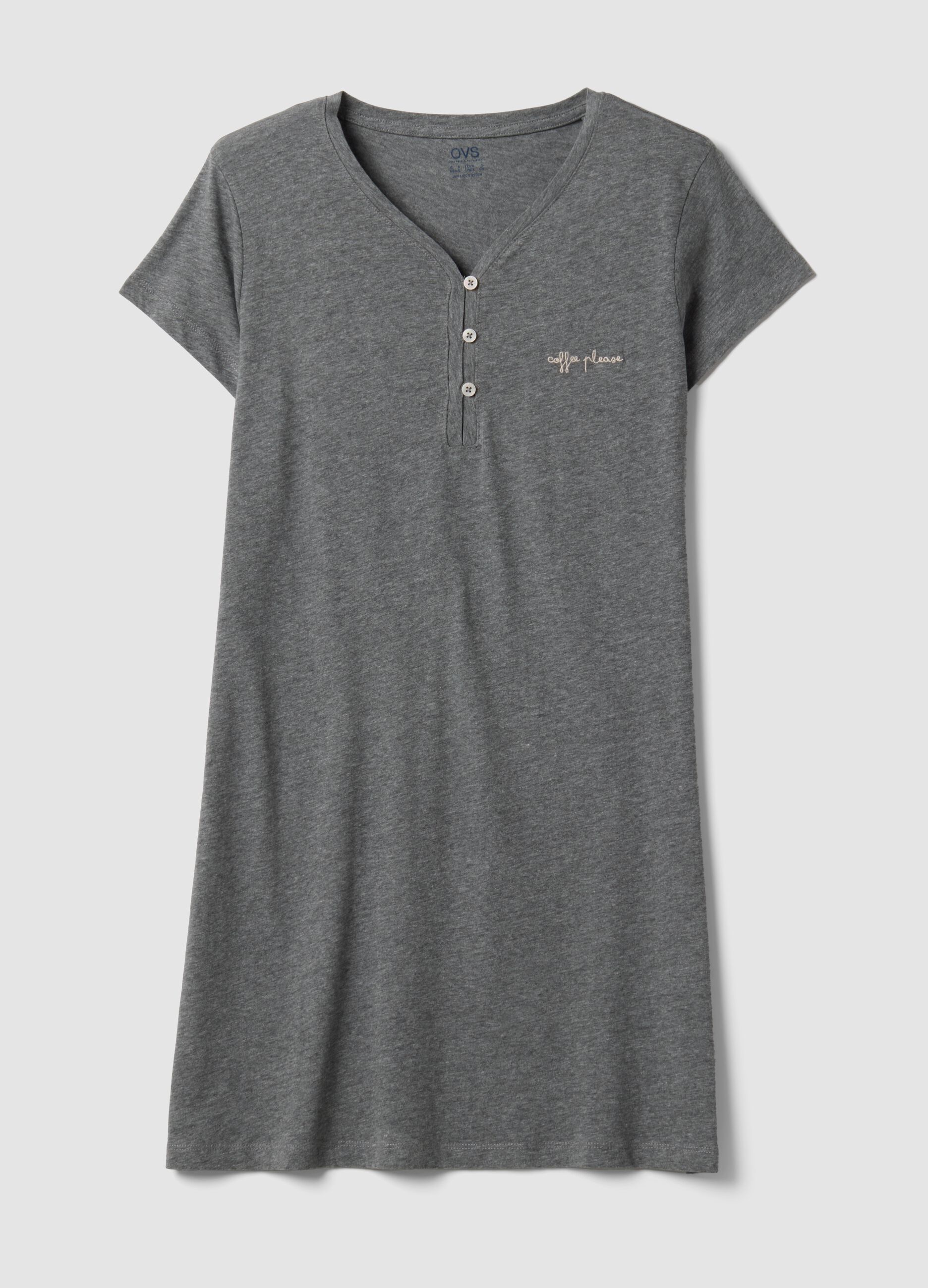 Grey nightdress in organic cotton and viscose blend