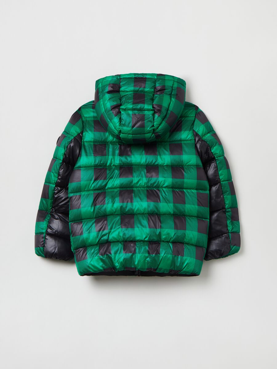 Full-zip check down jacket with hood_1