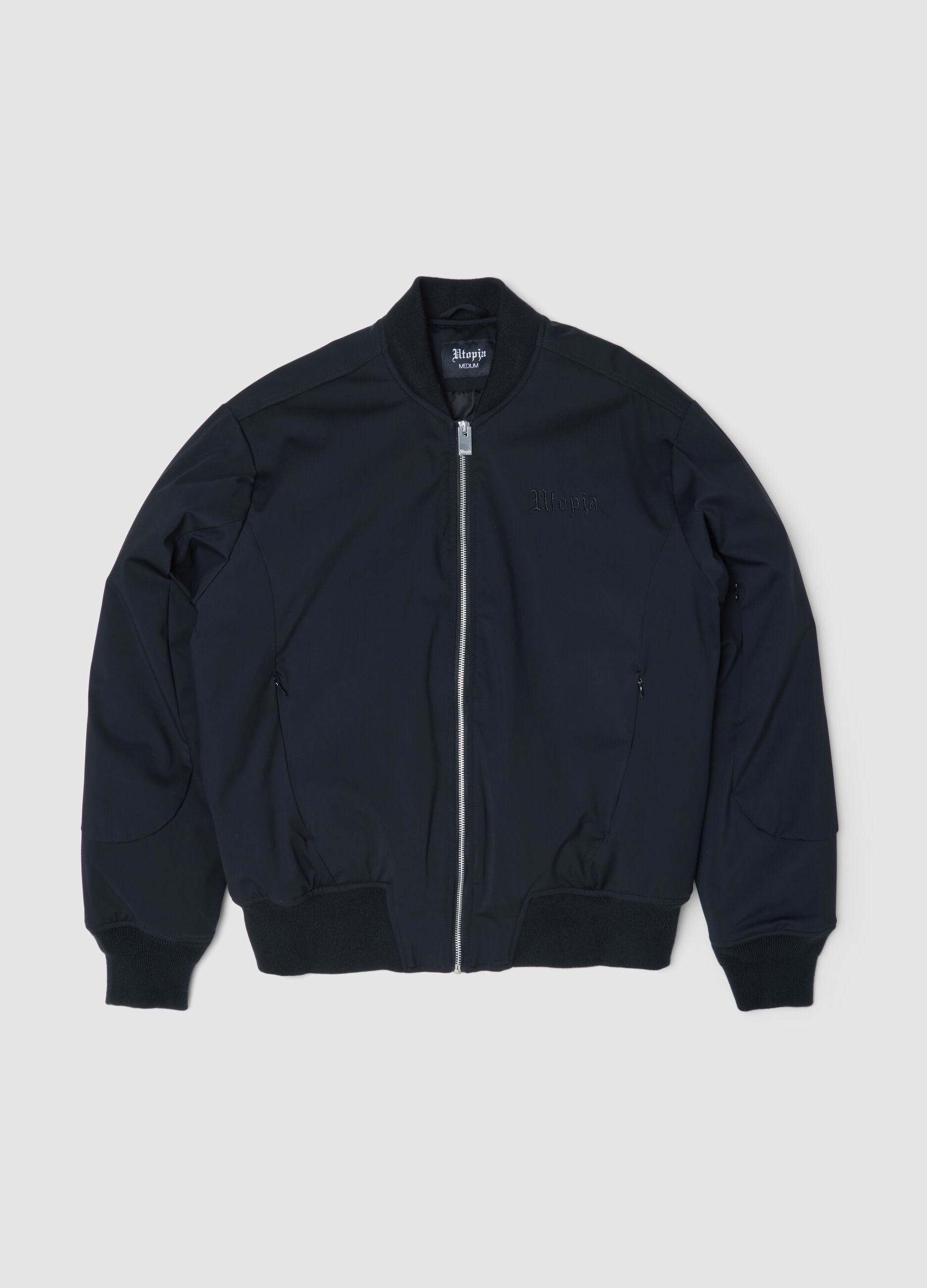 Schwarze Nylon-Bomberjacke