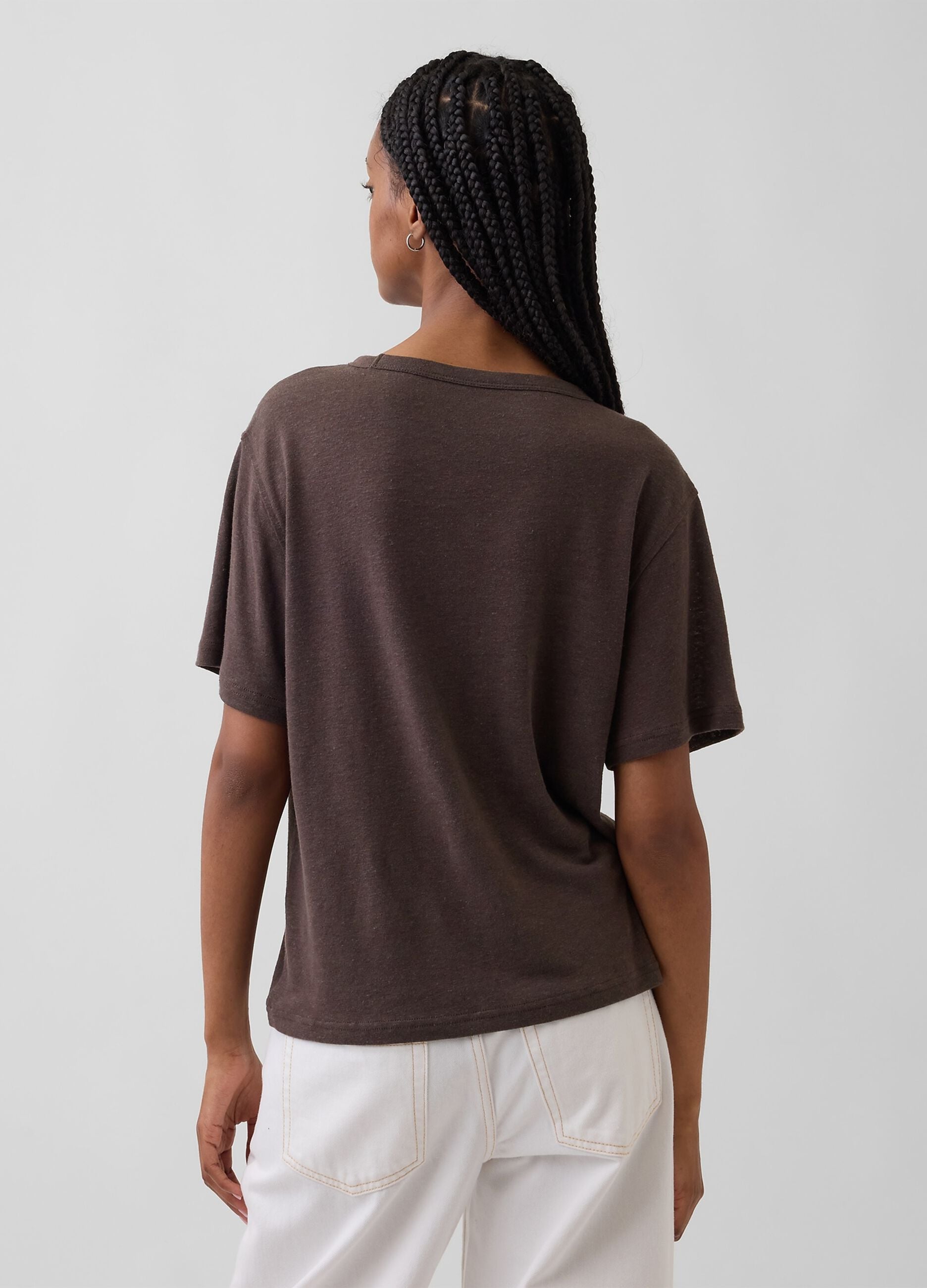 Kurzarm-T-Shirt aus Leinenmix