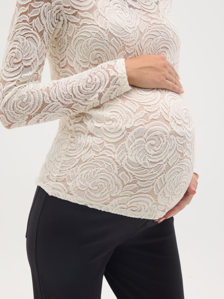 Cream Lace Maternity Long Sleeve Top_2