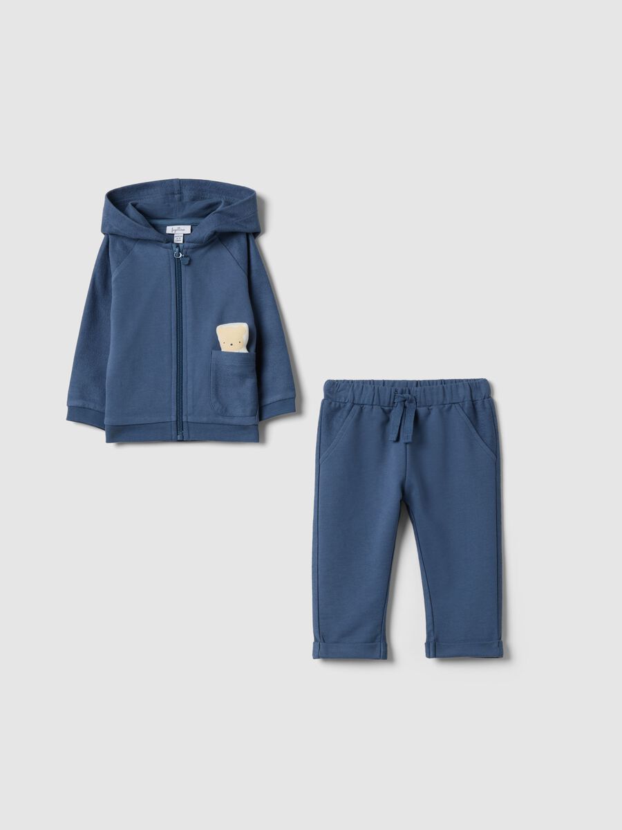 Blue pure cotton sweatshirt and trouser set for babies_0