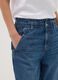 Jeans denim blu in puro cotone con vita paperbag baggy fit_3