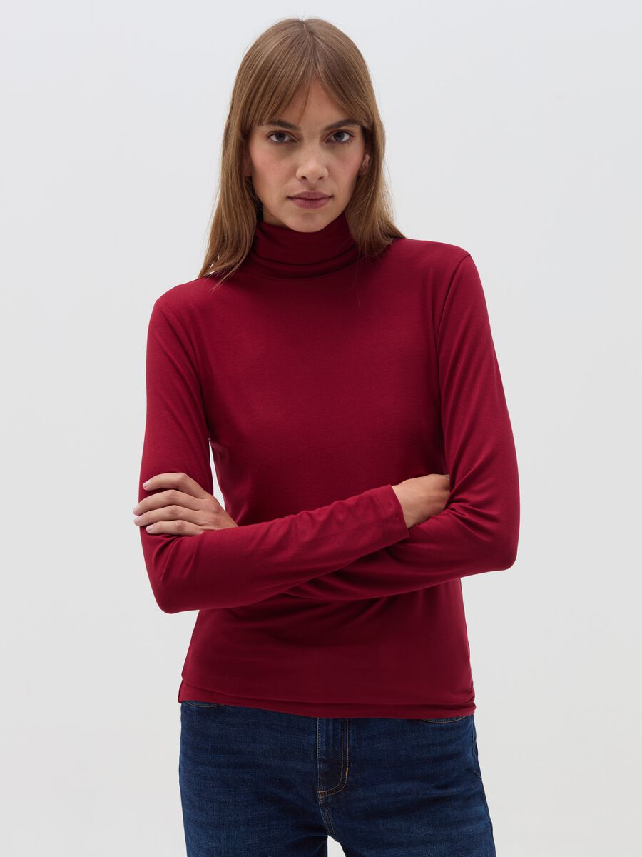 Long-sleeved T-shirt with high neck_0