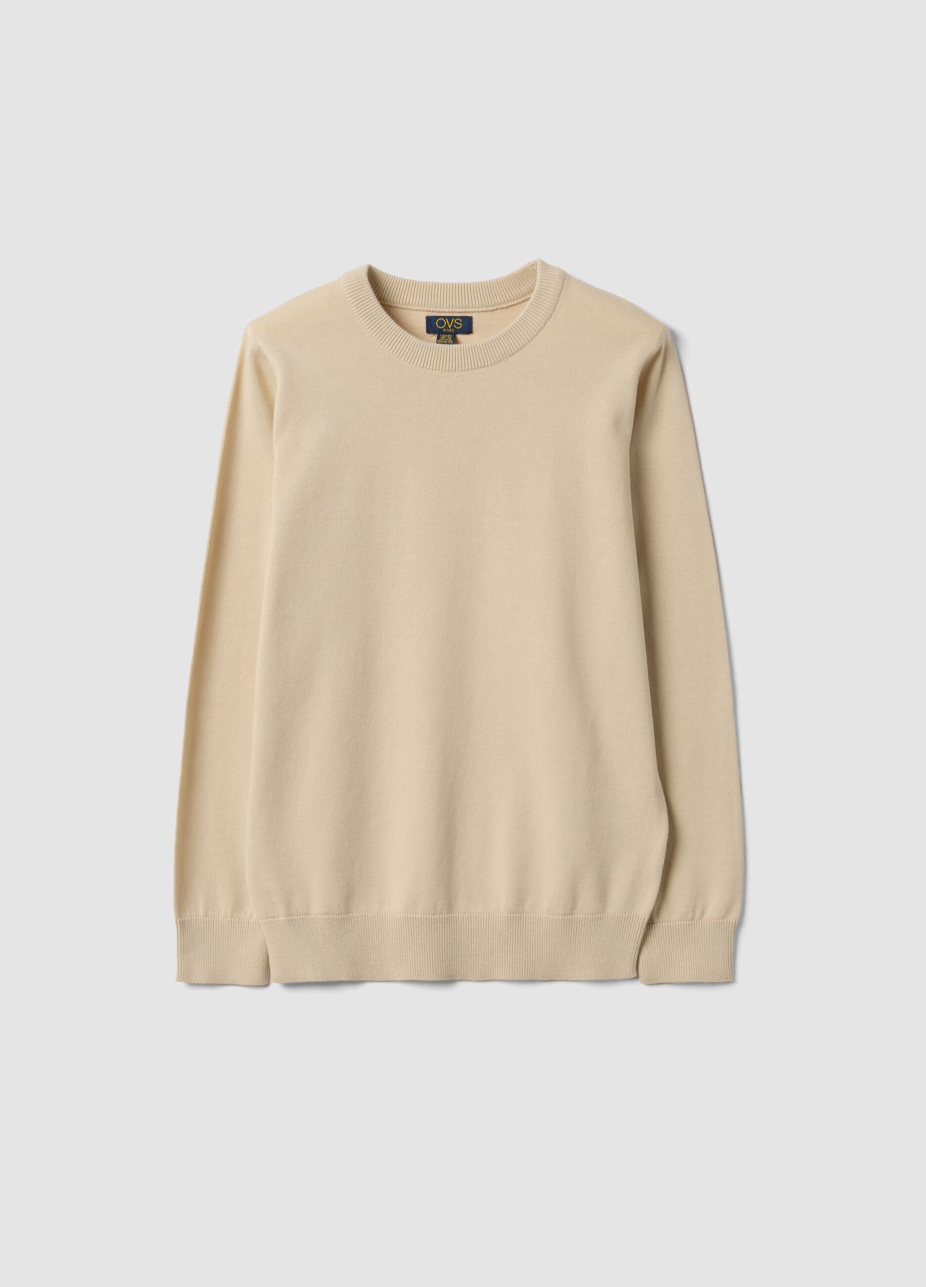 Beige pure cotton long-sleeve regular-fit top for boys