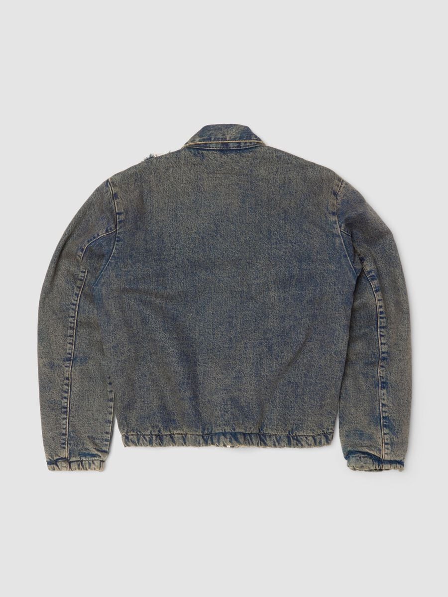 Gepolsterte Denim-Jacke in Vintage-Dunkelblau_5