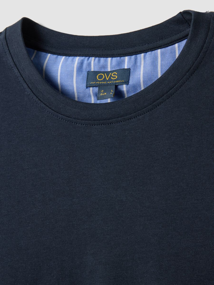 Blue short striped pyjamas in pure organic cotton jersey_1