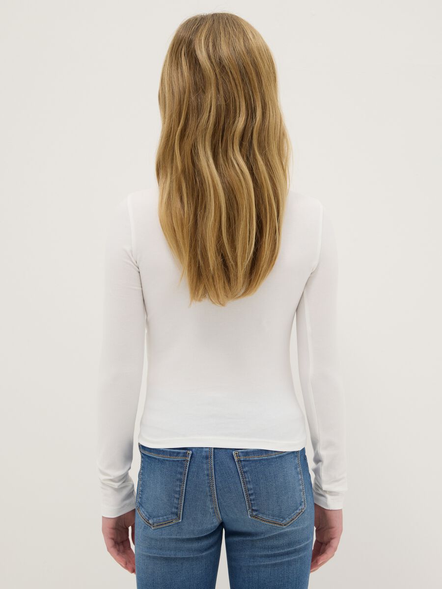 Girls' Slim Fit White Long Sleeve Cotton Blend Top_1