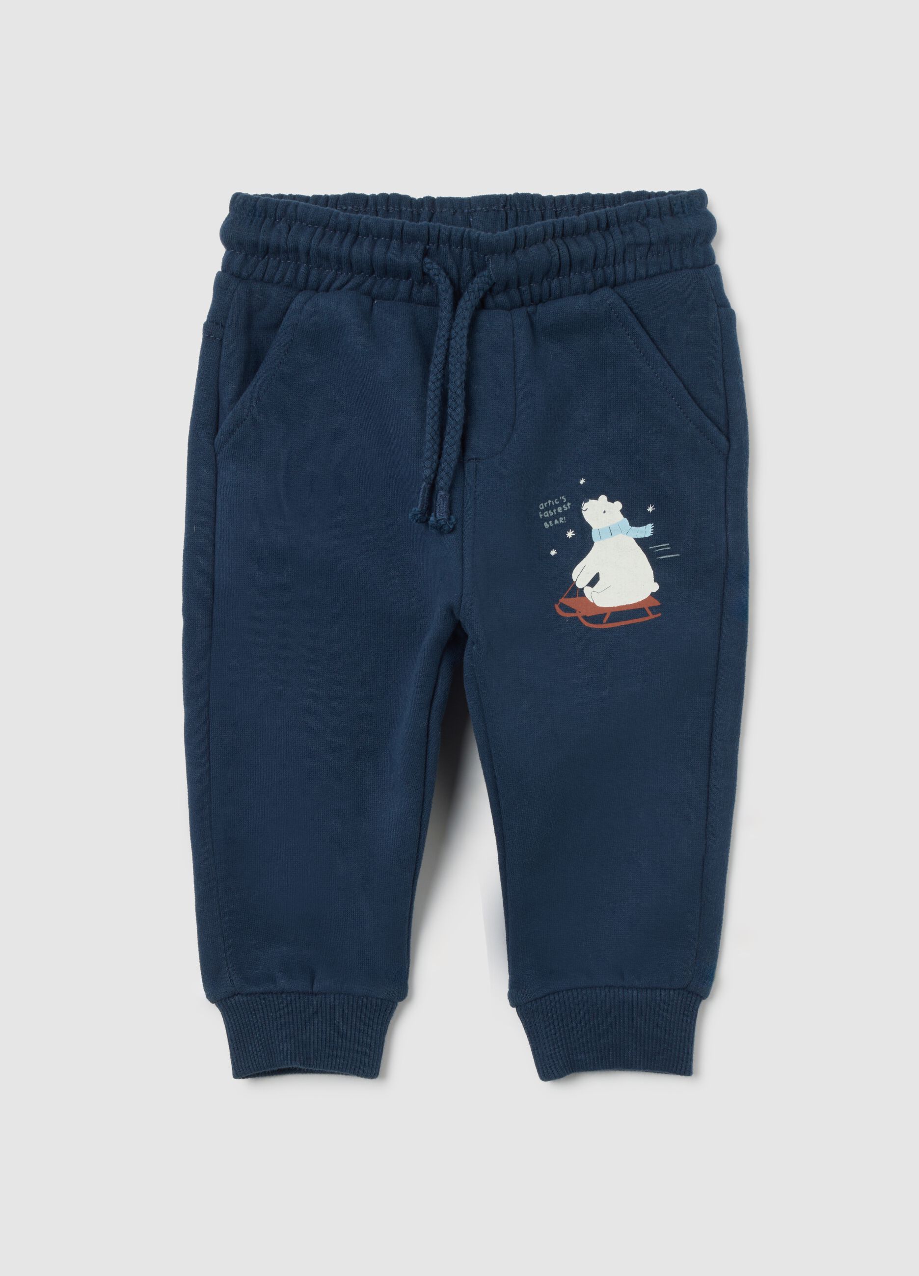 Blue regular fit pure cotton toddler trousers