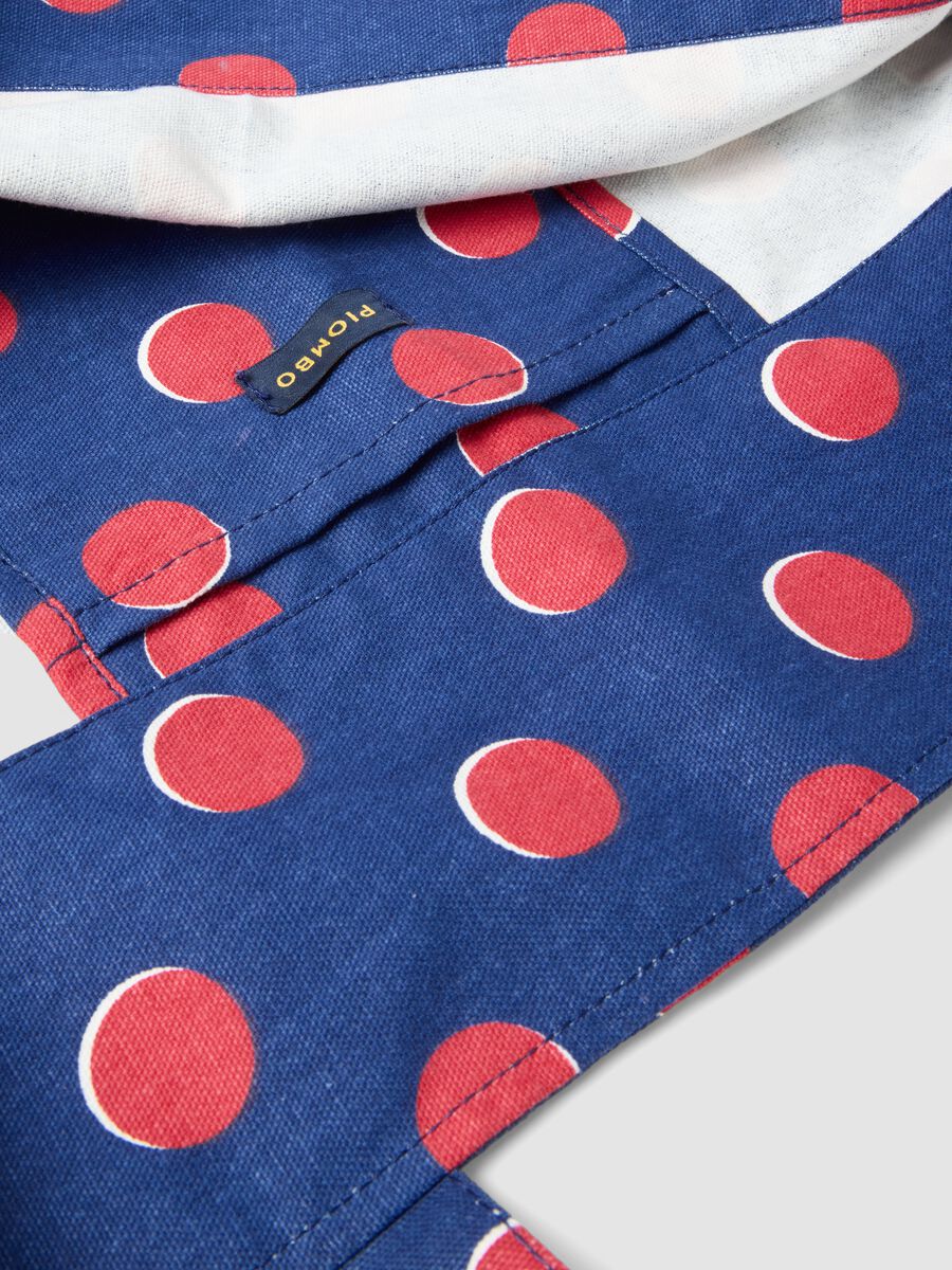 Blue pure cotton beach bag with red polka dots_3