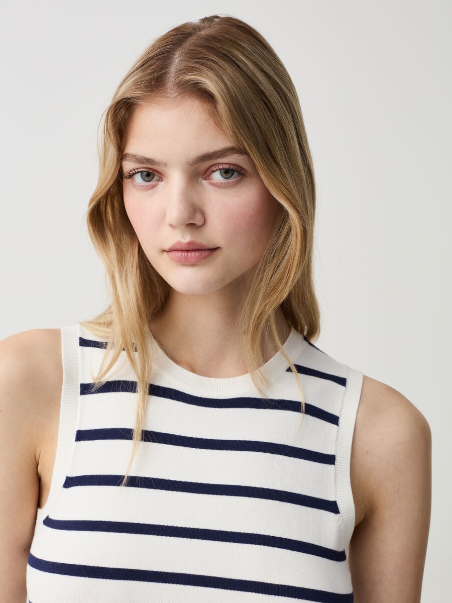 Striped tank top with round neck_1