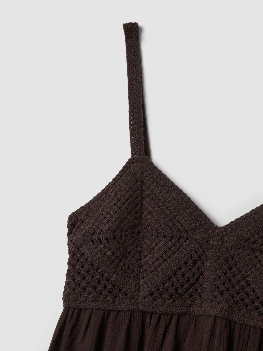 Braunes Crochet-Tanktop aus reiner Viskose, Regular Fit_1