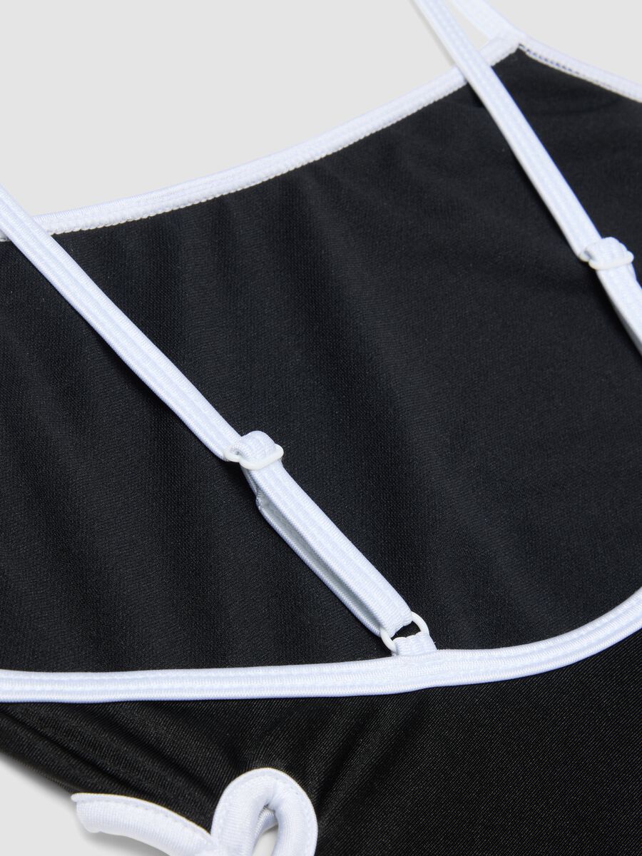Black stretch one-piece swimsuit with contrasting trim_2