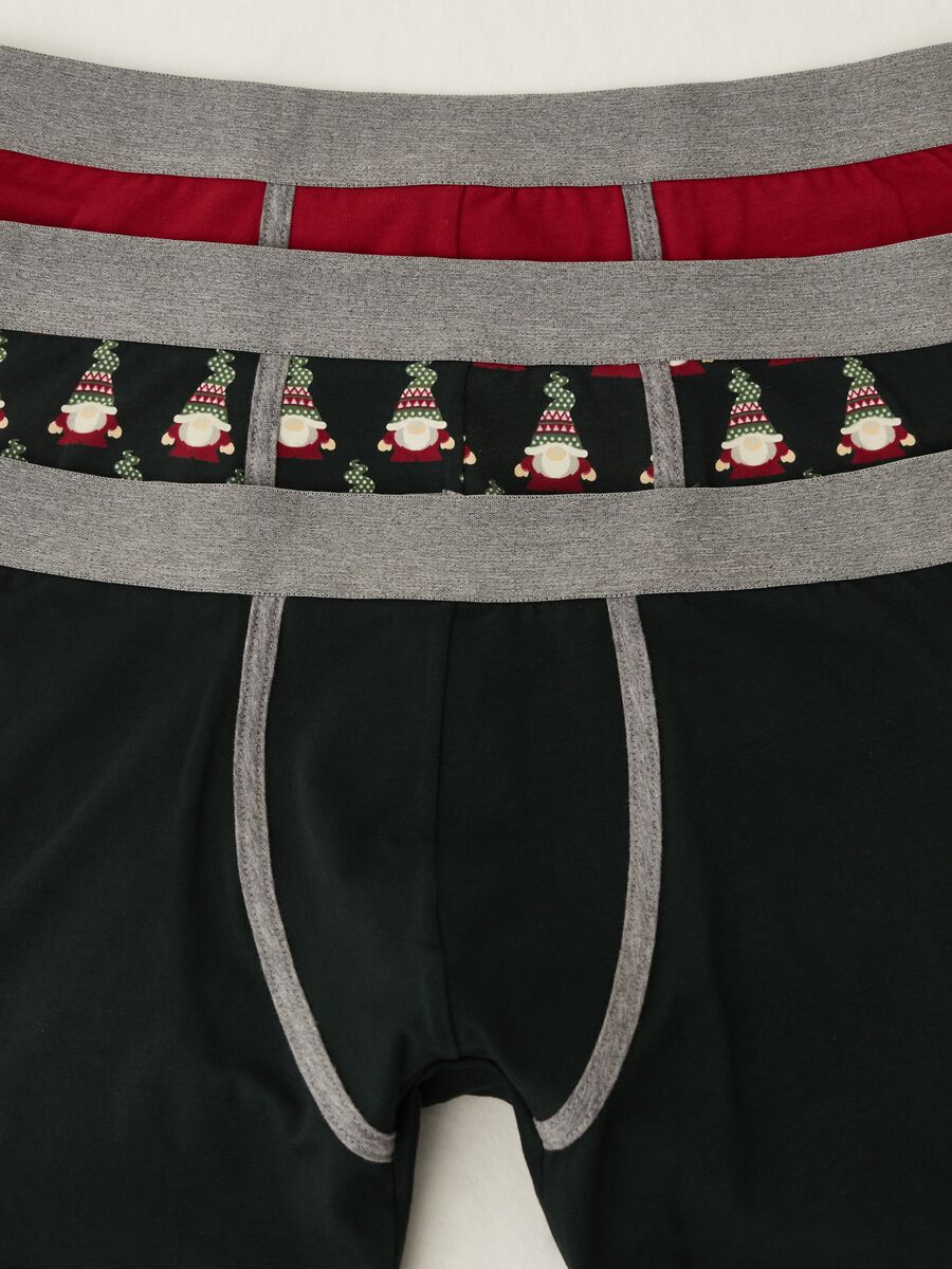 Three-pack midi boxer shorts with Christmas gnome print._4