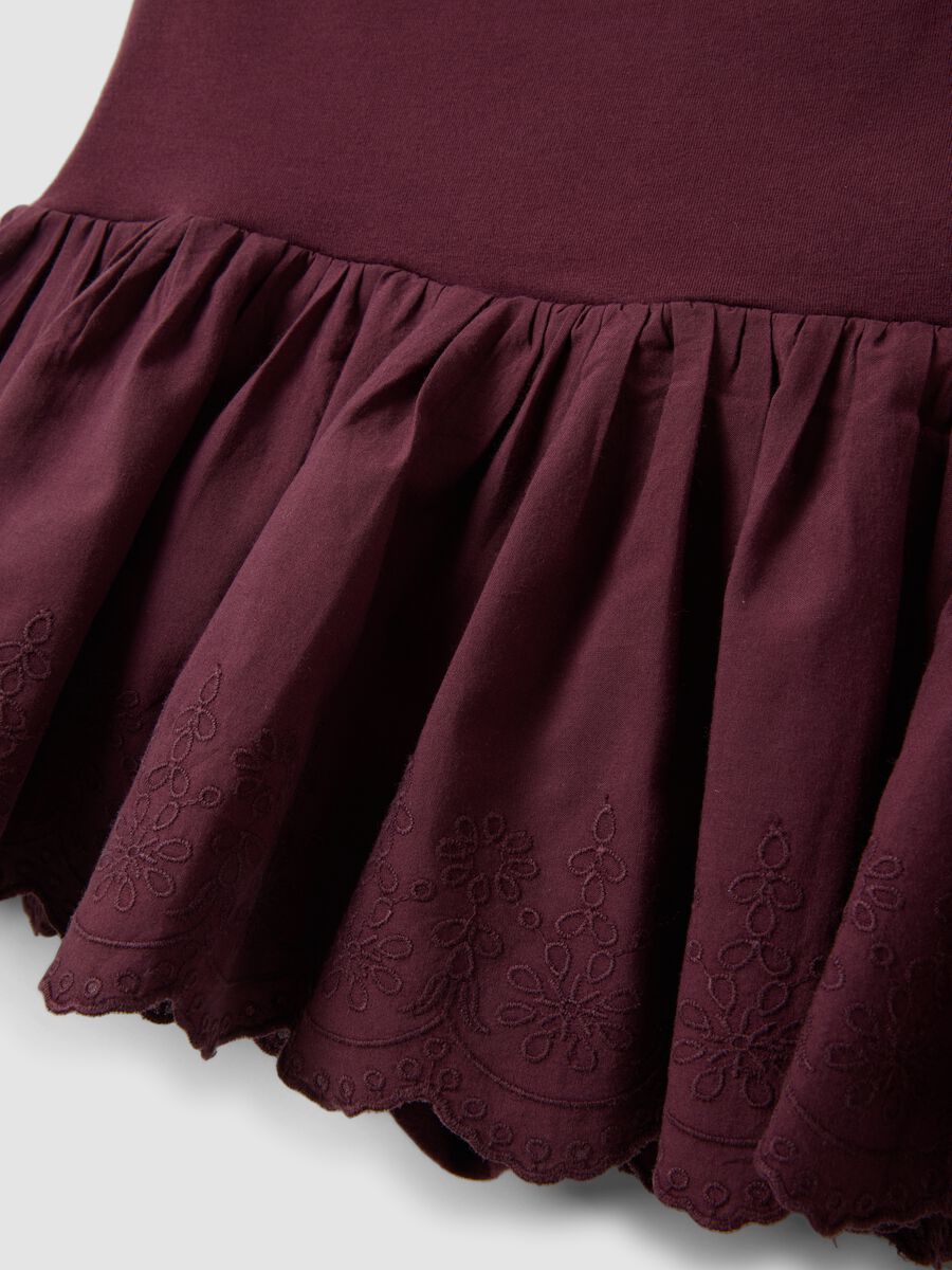 Purple pure cotton mini skirt with embroidered ruffle_1