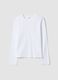 T-shirt bianca in jersey di puro cotone a maniche lunghe regular fit_0