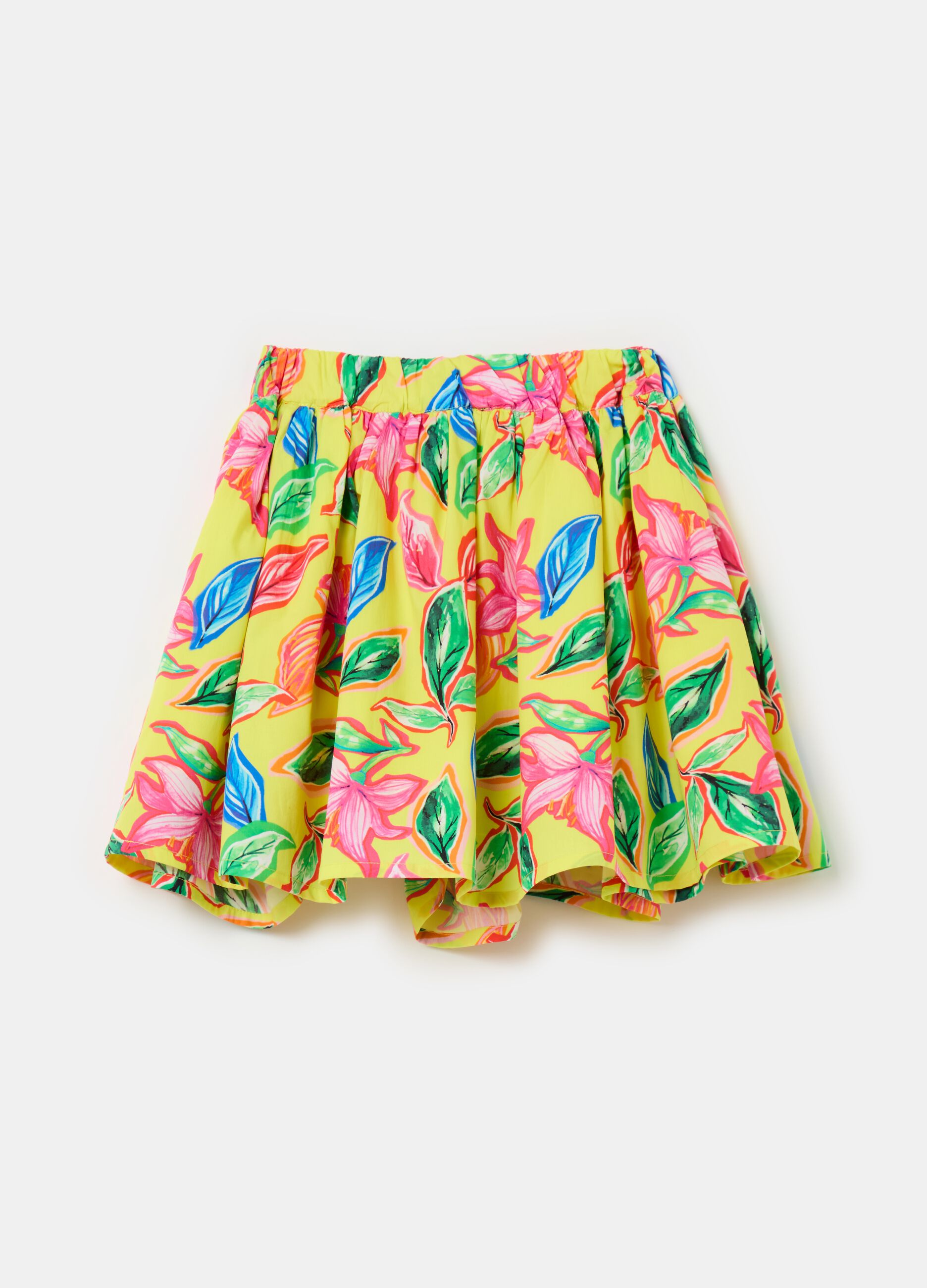 Cotton skirt with floral pattern