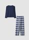 White and blue organic cotton checked pyjamas_1