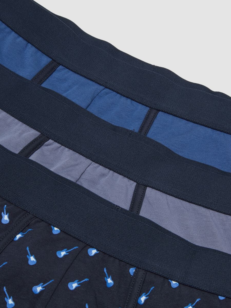 Pack de 3 boxers azul, azul-noite e cinzento-claro em algod&atilde;o org&acirc;nico el&aacute;stico_2