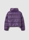 Purple padded jacket for girls, regular fit with zip_4