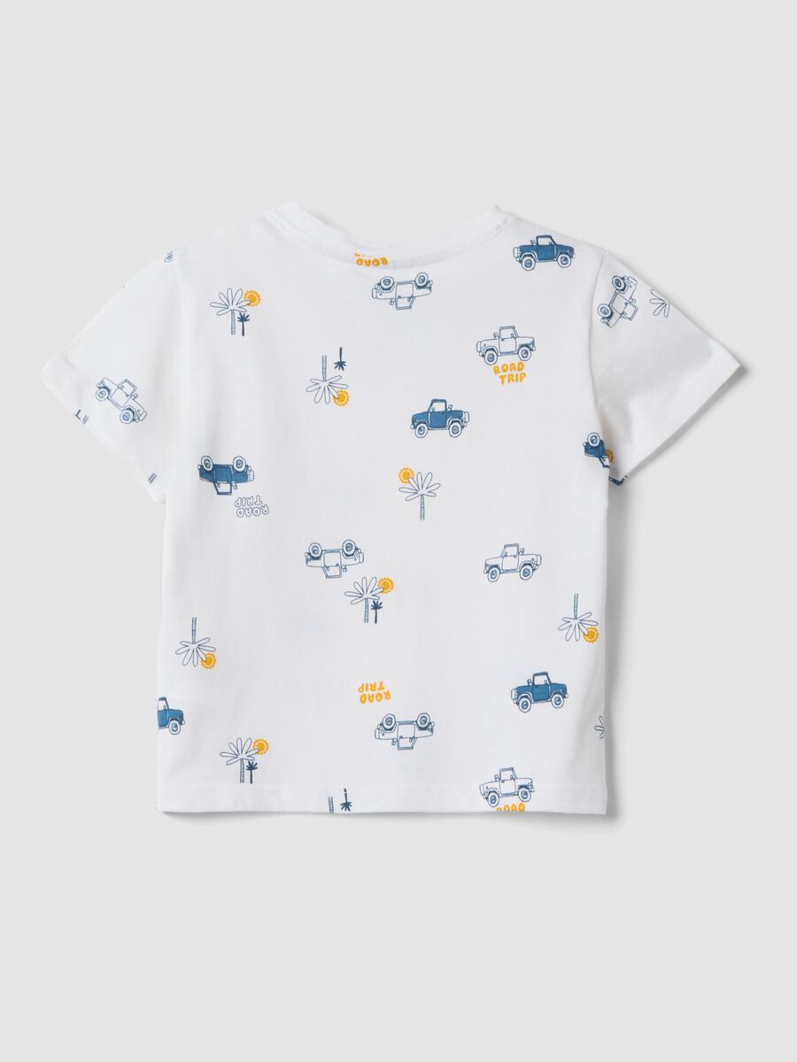 White organic cotton boys&rsquo; T-shirt with car print_1