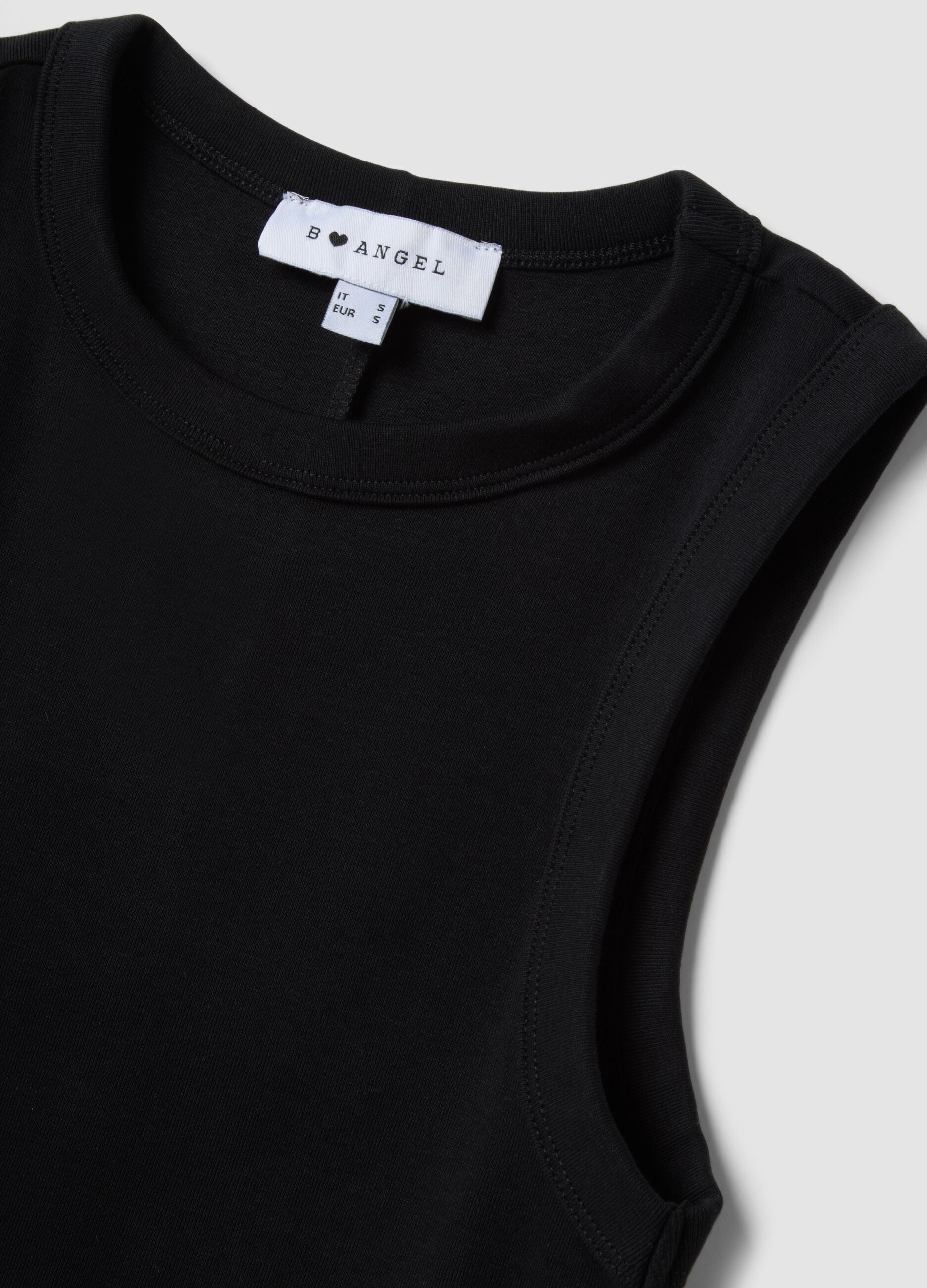 Schwarzes Cropped-Tanktop aus Stretch-Baumwolle