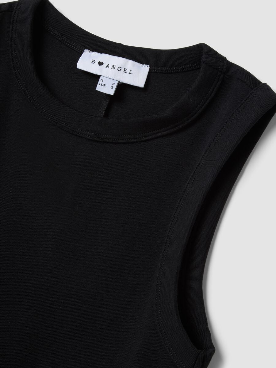 Schwarzes Cropped-Tanktop aus Stretch-Baumwolle_5