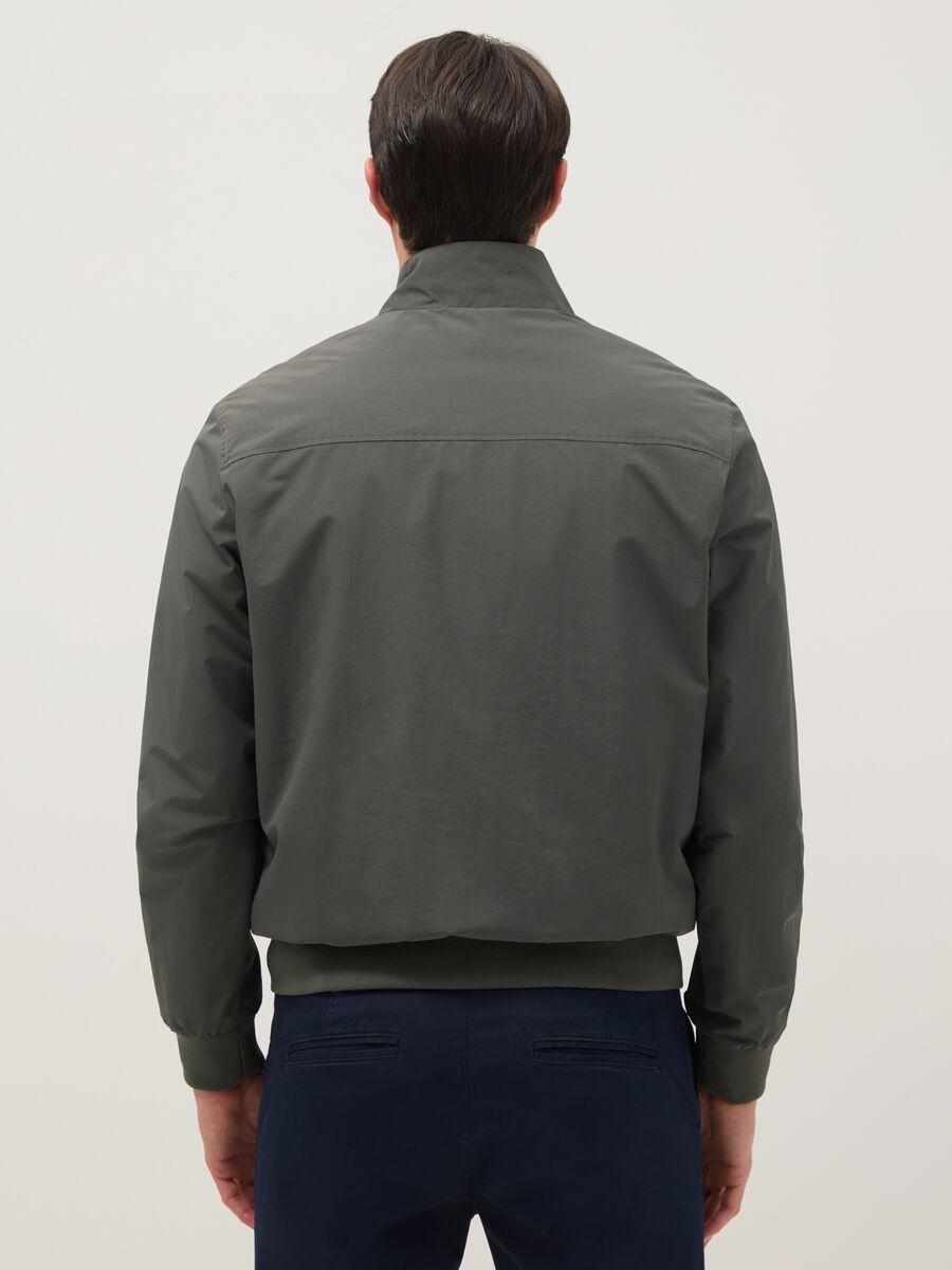 Regular fit green bomber jacket with zip_2