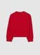 Regular fit red cotton blend girls' sweatshirt with decorated collar_1