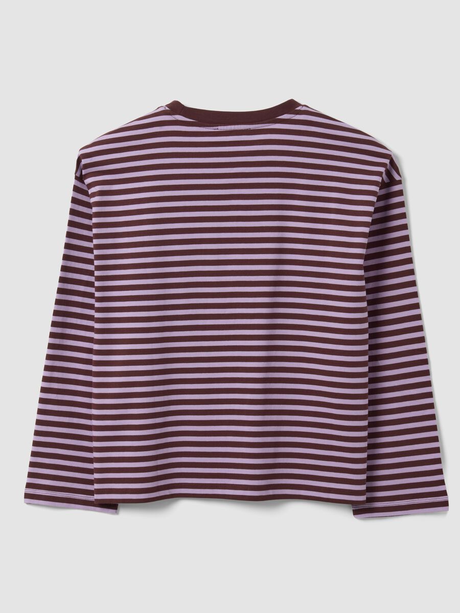 Purple striped pure cotton T-shirt with crew neck, relaxed fit_6