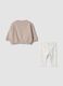 Conjunto bege em algod&atilde;o org&acirc;nico com sweatshirt e leggings_1
