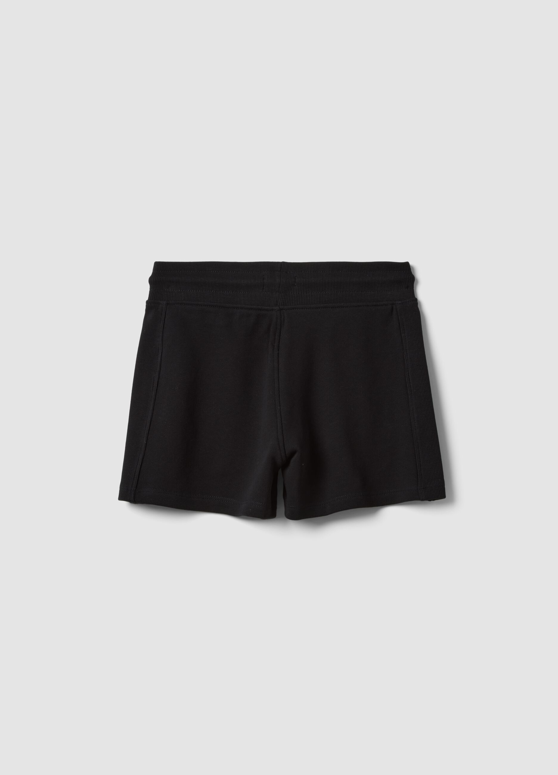 Schwarze Shorts aus reiner Bio-Baumwolle f&uuml;r M&auml;dchen mit elastischem Bund