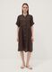 Brown pure linen dress with Mandarin collar, regular fit_0