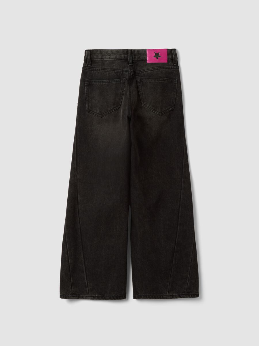 Black balloon-fit jeans in a cotton, viscose, lyocell and wool blend_2