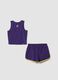 Purple stretch cotton top and shorts set_4