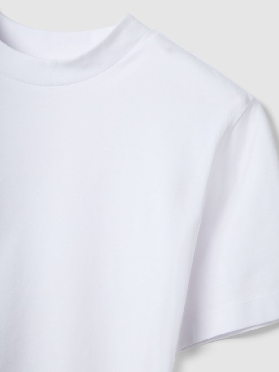 White crew neck pure cotton t-shirt regular fit_5